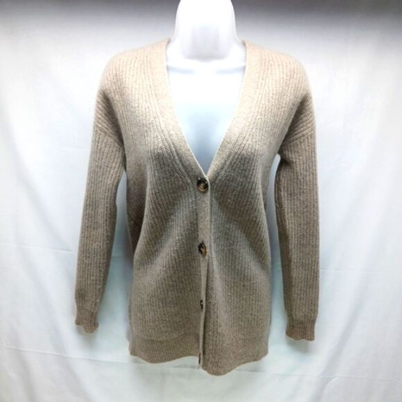 Magaschoni 100% Cashmere V-neck Button-Down Grannycore Cardiga Cream Women's XS. - Picture 1 of 10
